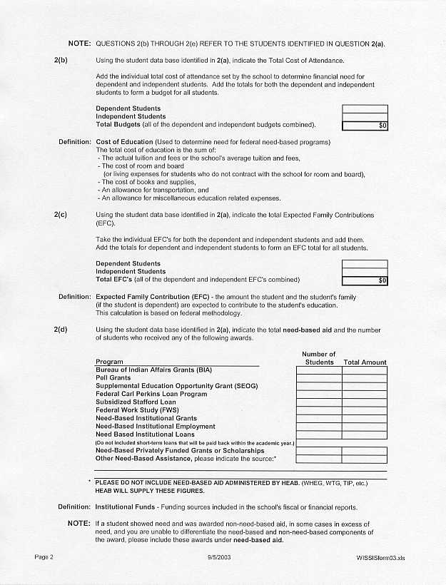 WISSIS Data Form, page 2