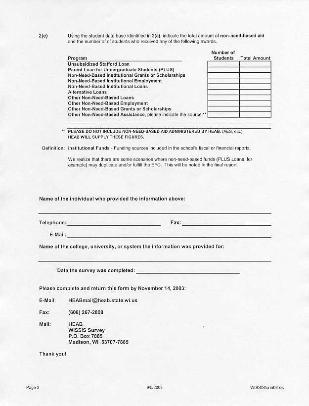WISSIS Data Form, page 3